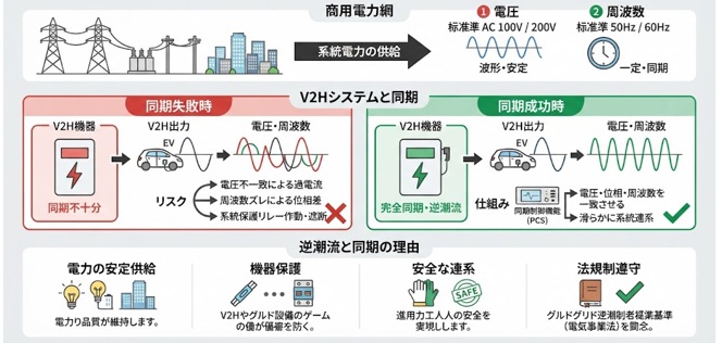 V2Hの系統連系を成立させるための技術的条件