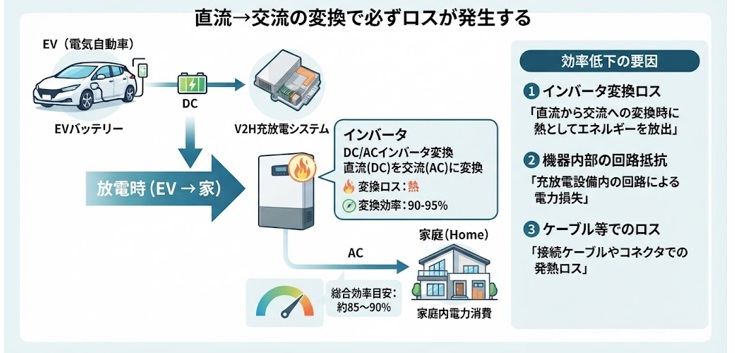V2Hの充放電効率が変わる仕組み