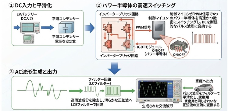 双方向インバーターの電力変換の仕組み