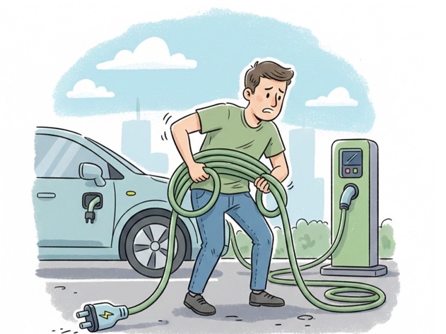 「重くて扱いづらい」EVの充電ケーブル