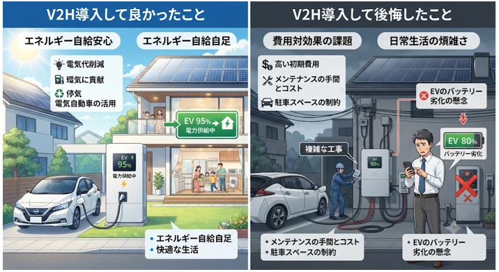 V2Hで失敗しないためのポイント|導入メリットと後悔例を解説
