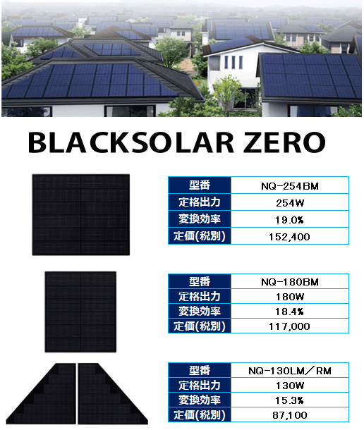 シャープ太陽光発電BLACKSOLAR ZERO254w商品内容